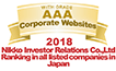 WITH GRADE AAA Corporate Websites 2018 Nikko Investor Relations Co.,Ltd. Ranking in all listed companies in Japan